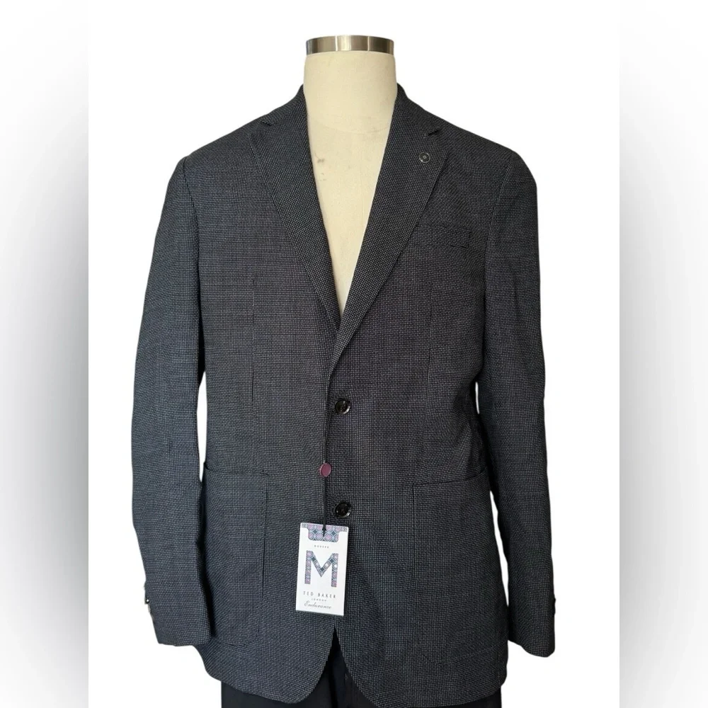 TED BAKER NEW suit Jacket Black & Purple 100% Wool